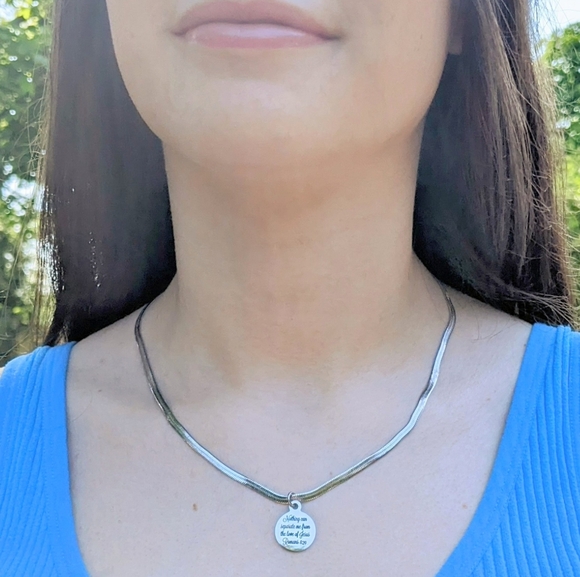 Christian Bible Verse Scripture Thick Herringbone Necklace - Picture 2 of 6